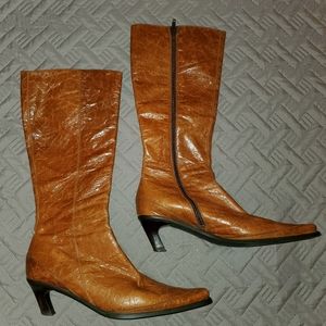Copper Leather Knee High Boots Size 9